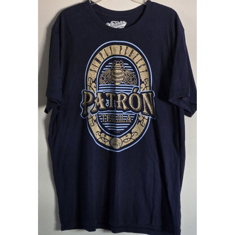 Patron Tequila Graphic T Shirt Mens XXL Navy Bar Bartender Logo Tee